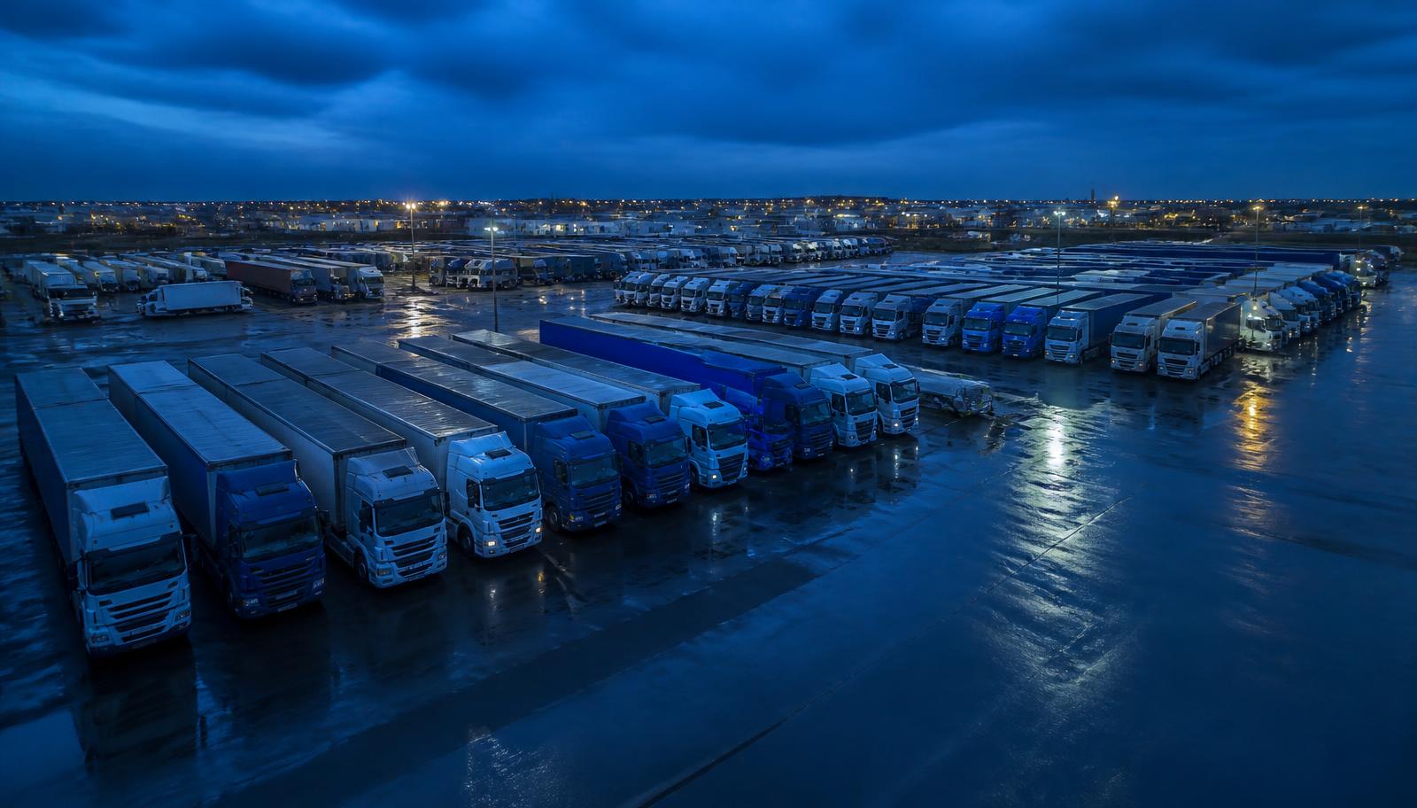 Fleet yard at blue hour